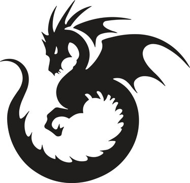 recommend clip art: black dragon tattoo. dragon logo. dragon tribal. vector illustration.