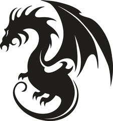 black dragon tattoo. dragon logo. dragon tribal. vector illustration.