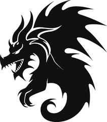Obraz premium black dragon tattoo. dragon logo. dragon tribal. vector illustration.