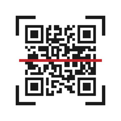 Vector icon for scanning QR code. Simple design for a logo sticker for your website or application.