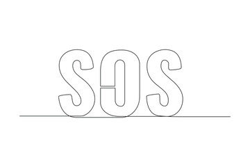 Continuous one-line drawing emergency SOS. Emergency SOS concept. Single line drawing design graphic vector illustration