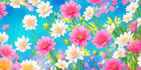 Spring flowers watercolor paint. AI generated illustration