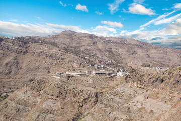 Beautiful view of rice terraces in the mountains in Yemen