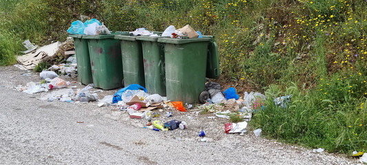 dumpster litters garbage rubbish bins plastic trash