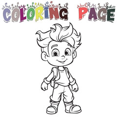 Cute Kid Boy For Coloring Book Or Coloring Page For Kids Vector Clipart Illustration