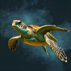 "Ocean Wanderer: The Graceful Swim of a Turtle"Ai