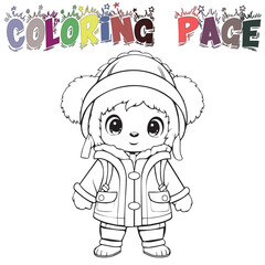 Cute Bear In Eskimo Uniform For Coloring Book Or Coloring Page For Kids Vector Clipart Illustration