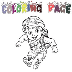 Kid Wear Medic Military Uniform For Coloring Book Or Coloring Page For Kids Vector Clipart Illustration