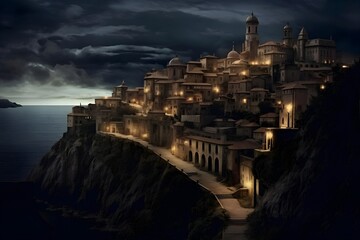 "A Picturesque Union: Castle and Landscape in Perfect Harmony"Ai