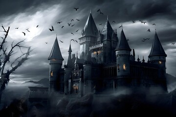 "old castle in the night"ai