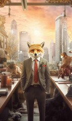 Fox dressed in a suit like a businessman (generative AI)