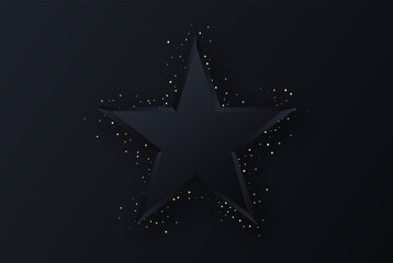 Dark color star shape with gold glitter confetti.Vector background,design element.