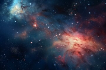 Fototapeta na wymiar Vibrant panoramic space background with galaxy illustrations. Generative AI