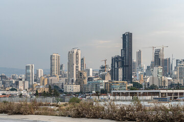 Fototapeta na wymiar Skyline Tower and modern residential buildings in Beirut, Lebanon