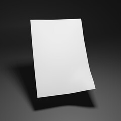 White sheet with black background for mockup. For documents and designs