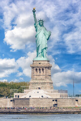 Fototapeta na wymiar New York City Statue of Liberty portrait format in the United States