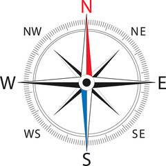Compass wind rose icon logo. Vector illustration.