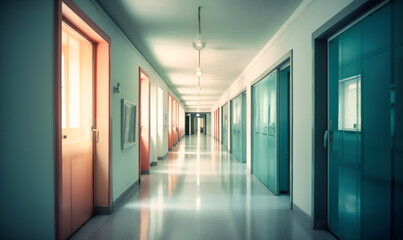 a hallway with blurry background and moving objects