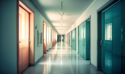 Fototapeta premium a hallway with blurry background and moving objects