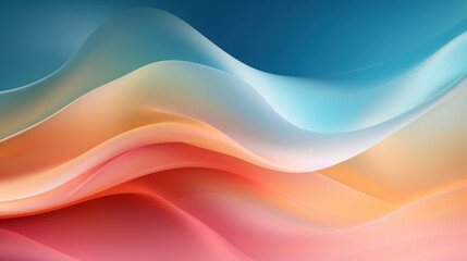 Ethereal Harmony: Translucent Waves of Soft Pink and Bright Orange. Generative AI