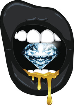 black lips and diamond illustration