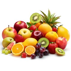 Naklejka na ściany i meble fruit, food, apple, orange, fruits, fresh, grape, healthy, grapes, isolated, white, green, vegetable, diet, red, banana, pineapple, ripe, lemon, pear, citrus, tropical, strawberry, kiwi, apples