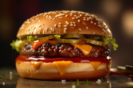 Close up of a burger