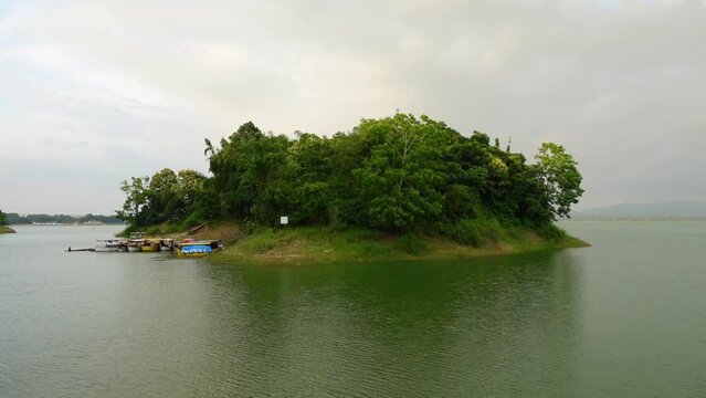 A part of Kaptai Lake in Rangamati district and scenic views of a popular tourist spot. Beautiful views of Chittagong hill track areas. 4k video. 
