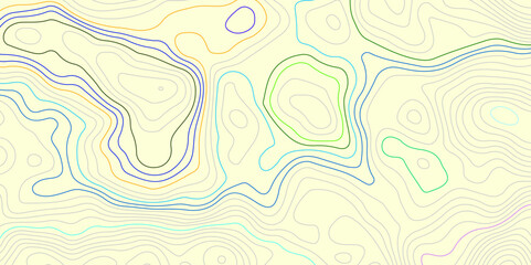 Abstract wave curved lines topographic contours map background. Abstract geographic wavy and curve grid lines map background.