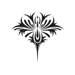 Stylized flower for the design of ornaments, tattoos, patterns. Black graphic flat illustration isolated on white background.