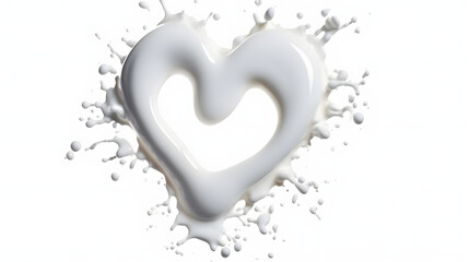 Fototapeta na wymiar White heart shape milk splash, romantic food symbol for Valentines day, generated