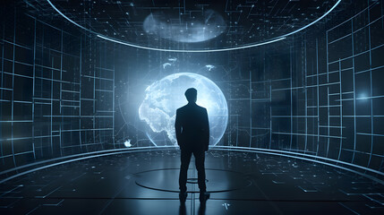 Man in futuristic office generated by AI