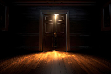 The light shining behind a closed doors, Generative AI
