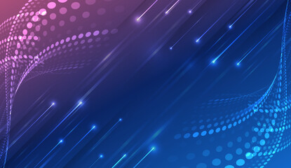 Obraz premium Futuristic red-blue stripes with arrows. Modern high-tech background for presentations and websites. Shiny moving design element. Abstract background with glowing dynamic lines.