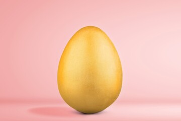 Easter concept with golden egg on color background