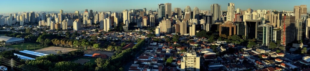 Panoramic view of the city of Sao Paulo, Brazil. The neighborhood of Brooklin and City Monções.