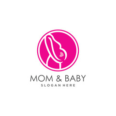 Mom & baby logo design illustration with modern creative idea