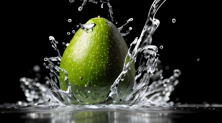 Fototapeta na wymiar avocado at splash water Created with generative AI tools
