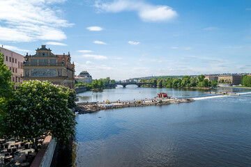 Obraz premium the big river Moldova in Prague in nice weather
