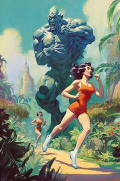 Running woman illustration