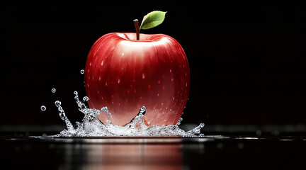 Fototapeta na wymiar Apple at splash water Created with generative AI tools