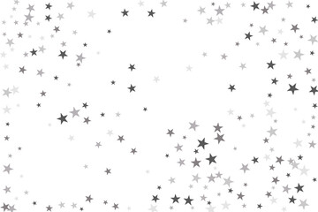 Star confetti. Silver casual confetti background. Bright design pattern.