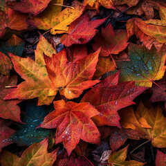 Naklejka na ściany i meble red maple leaves created with Generative AI