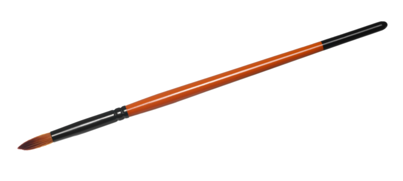 New golden brush painting isolated on white, clipping path