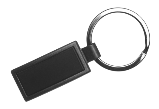 Blank black luxury key ring isolated on white