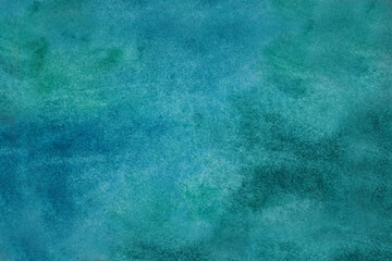 Dark blue green teal jade cyan aqua abstract watercolor. Colorful art background for design. Color gradient, ombre, mix. Grunge. Stains, blur, daub. © Наталья Босяк