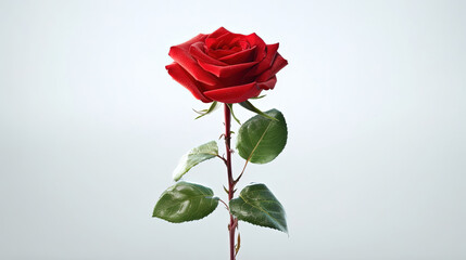 Rote Rose mit Stängel und Blätter