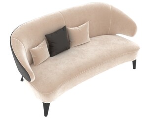 Modern Beige Color Sofa, double seat on white background