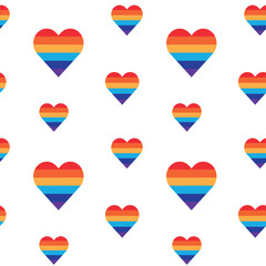 Seamless pattern with rainbow hearts