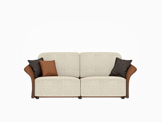 Modern beige color Sofa, double seat on white background